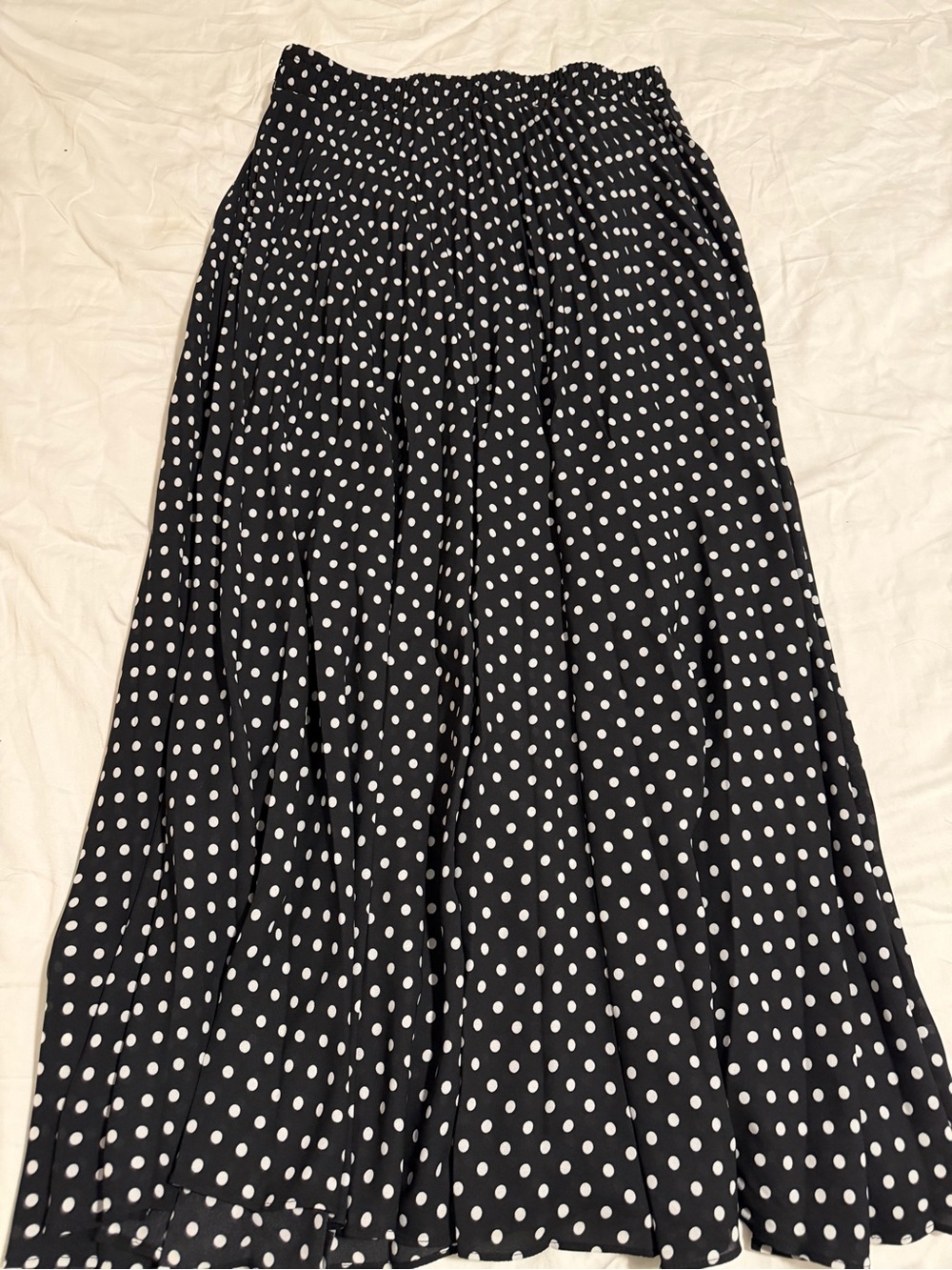 Black & White Polka Dot Maxi Skirt - Classic Flare
